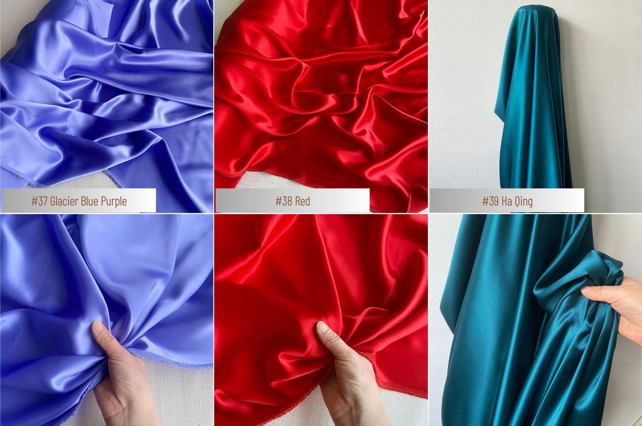 100% Silk Charmeuse, 22 Momme solid 50 colors, 140cm wide by the yard