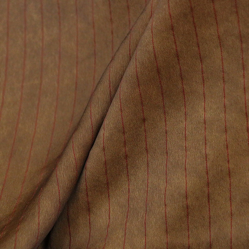 SUTWEN - Handmade Vintage Artistic Style Color-Woven Plain Crepe Satin with Vertical Stripes Silk Fabric - 130cm wide By the Yard