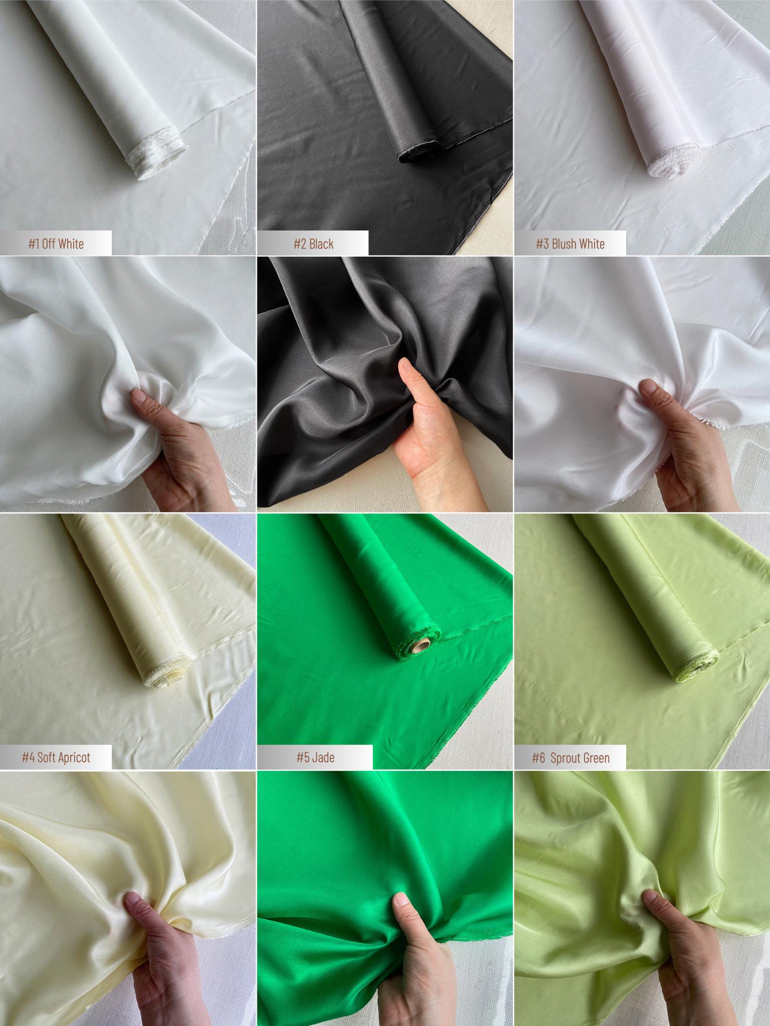 100% Silk Habotai, 10 Momme 50 Solid Colors Silk Fabric, 140cm wide by the Yard or Meter