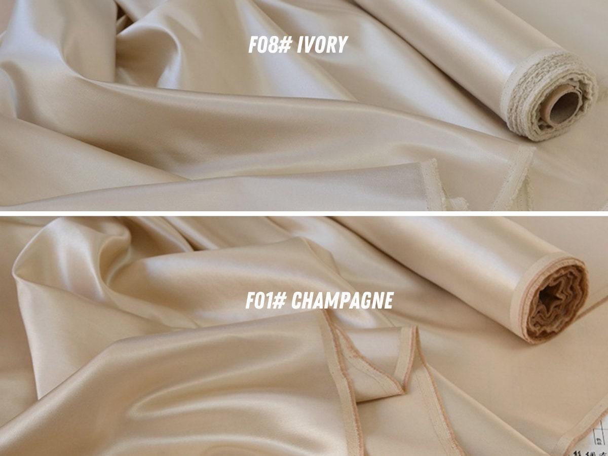 SHISEE - 12 Solid Colors 40 Momme Heavy Silk Wool Satin Fabric - 140cm wide by the Yard