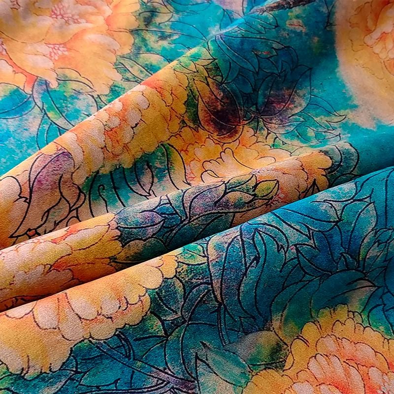 GUYJMD - Handmade 40 Momme Mud Silk Satin Fabric - 112cm By the Yard