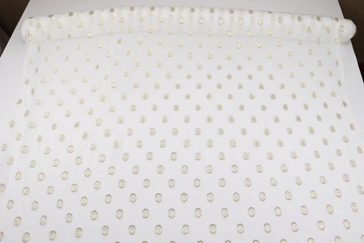 JFHBDX - 13 Momme Golden Thread Weave Silk Georgette Fabric - 114cm wide by the Yard