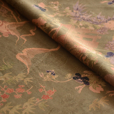 YPSHFZ - Handmade 26 Momme HUALUO Jacquard Mud Silk Fabric (Openwork texture) - 110cm by the Yard