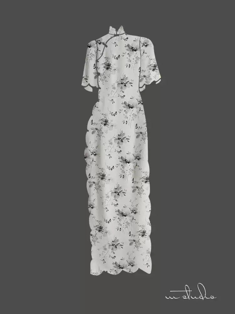 RYSUJING - Hight 60 Count Rayon Satin Faux Silk Chinese Style Floral Cheongsam Dress Fabric - 145cm wide by the Yard