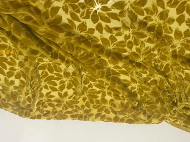 YELSPE - Yellow Small Petals Semi-sheer with a Draping Effect Sheer Burnout Silk Velvet Satin Fabric - 114cm wide by the Yard