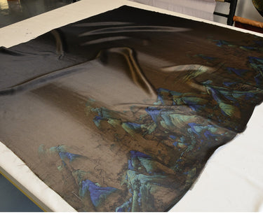 YPHDGS - Handmade 21 Momme HUALUO Jacquard Mud Silk Satin Fabric (Openwork texture) - 110cm by the Yard