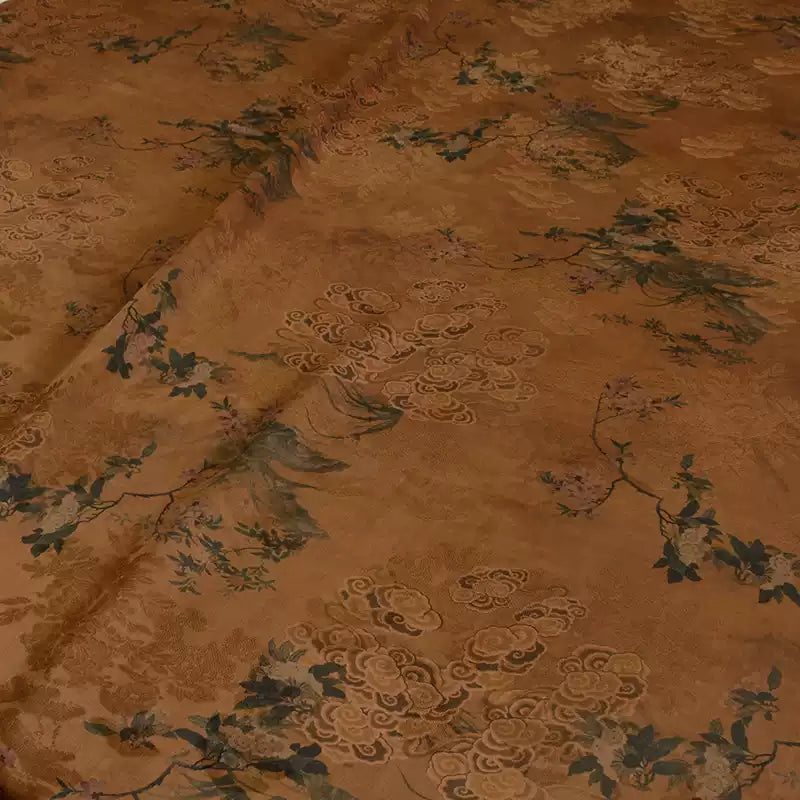 YPHXYZ - Handmade 26 Momme HUALUO Jacquard Mud Silk Fabric (Openwork texture) - 110cm by the Yard