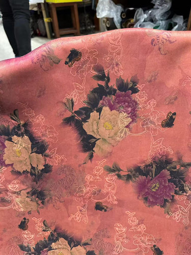 SXFENS - Handmade 25 Momme HUALUO Jacquard Hongyunsha Mud Silk Fabric (Openwork texture) - 114cm by the Yard