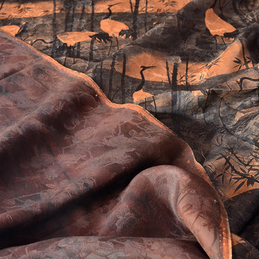 YPZJZY - Handmade 26 Momme HUALUO Jacquard Mud Silk Fabric (Openwork texture) - 116cm by the Yard