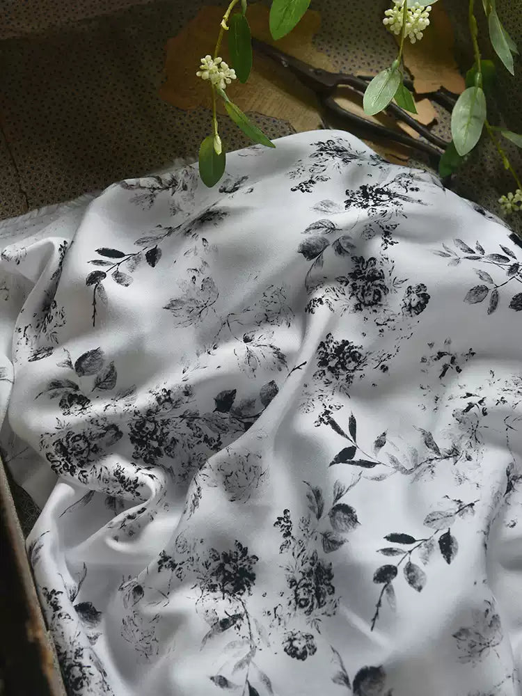 RYBAIMOO - Hight 60 Count Rayon Satin Faux Silk Chinese Style Floral Cheongsam Dress Fabric - 145cm wide by the Yard