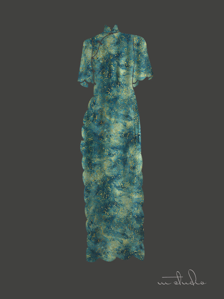 RYYOULAN - Hight 60 Count Rayon Satin Faux Silk Chinese Style Floral Cheongsam Dress Fabric - 145cm wide by the Yard