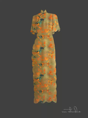 RYCANXIN - Hight 60 Count Rayon Satin Faux Silk Chinese Style Floral Cheongsam Dress Fabric - 145cm wide by the Yard