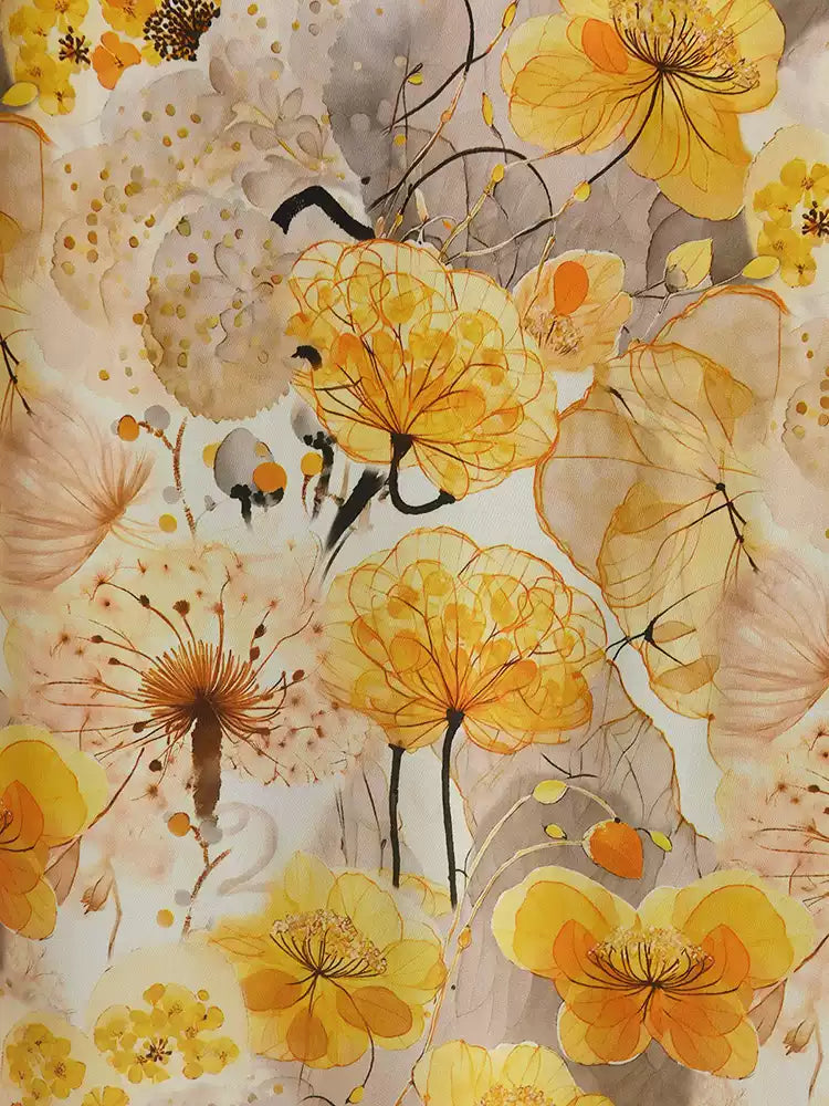 RYFENLIN - Hight 60 Count Rayon Satin Faux Silk Chinese Style Floral Cheongsam Dress Fabric - 145cm wide by the Yard