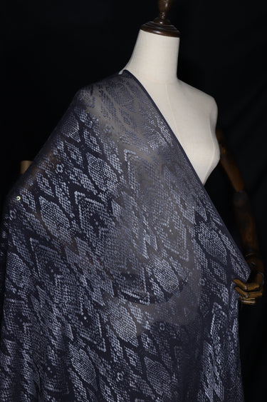 JFHHSP - 11 Momme Faux Snakeskin Pattern Style Sheer Burnout Silk Devore Satin Fabric - 114cm wide by the Yard