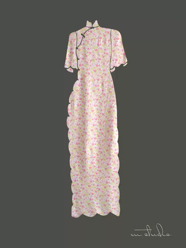 RYFENMEI - Hight 60 Count Rayon Satin Faux Silk Chinese Style Floral Cheongsam Dress Fabric - 145cm wide by the Yard