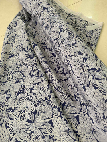 DDHUYH - 19 momme Floral Print Silk Crepe de Chine Fabric - 110cm wide by the Yard