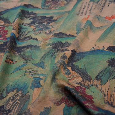 XLSUFE - Handmade 23 Momme Printed Mud Silk Satin Fabric - 110cm By the Yard