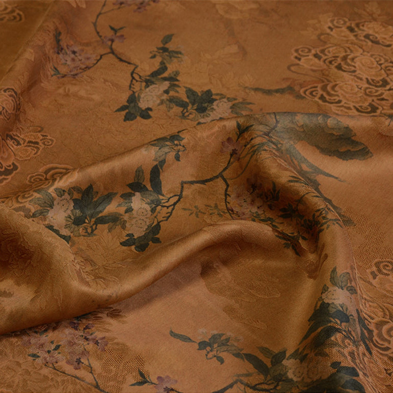 YPHXYZ - Handmade 26 Momme HUALUO Jacquard Mud Silk Fabric (Openwork texture) - 110cm by the Yard