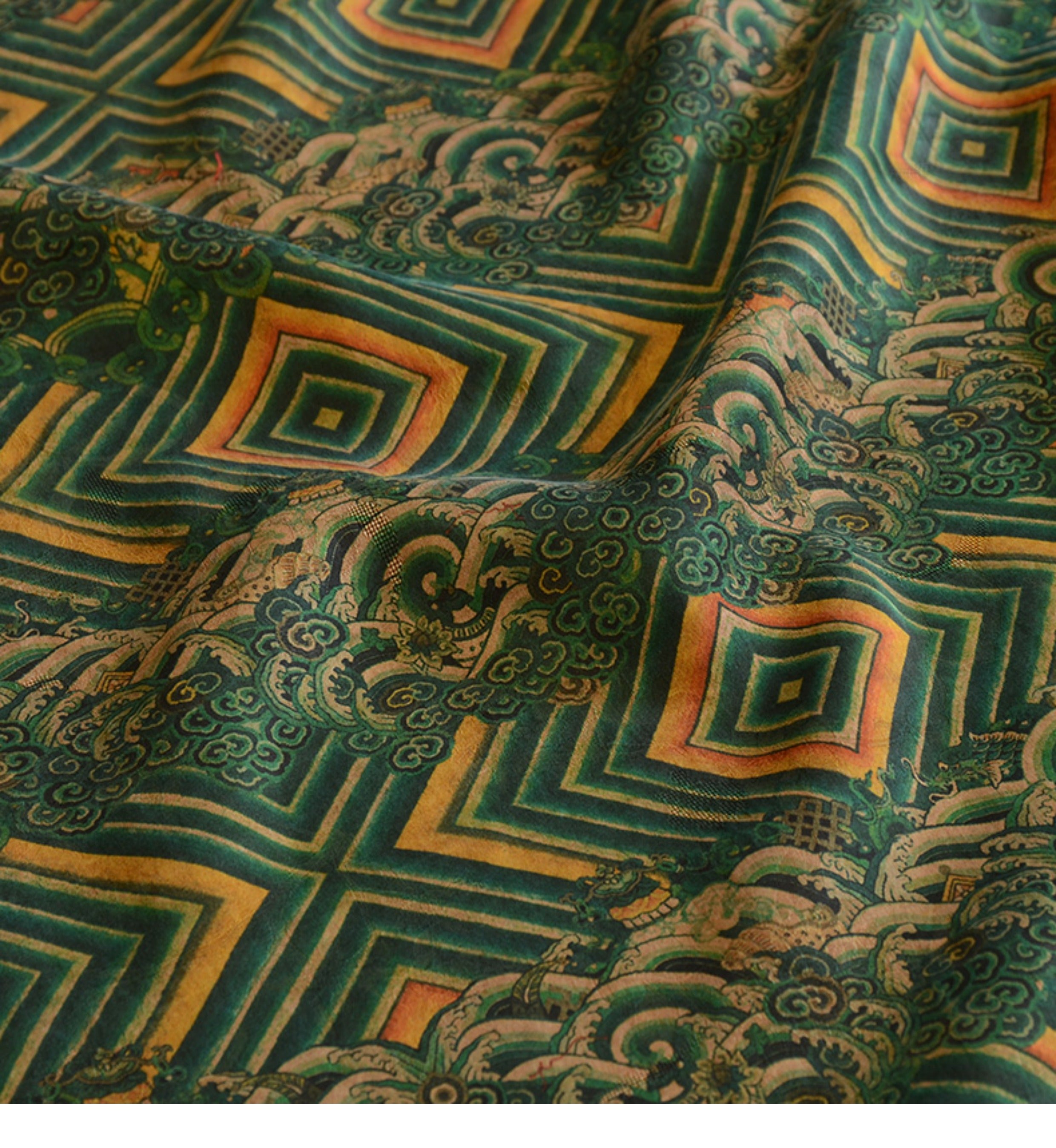 YPXYFK - Handmade 26 Momme HUALUO Jacquard Mud Silk Fabric (Openwork texture) - 110cm by the Yard