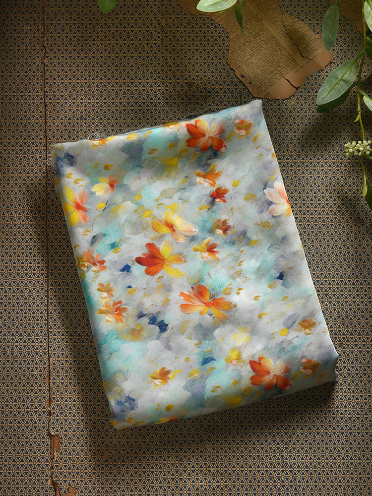 RYHUAXII  - Hight 60 Count Rayon Satin Faux Silk Chinese Style Floral Cheongsam Dress Fabric - 145cm wide by the Yard