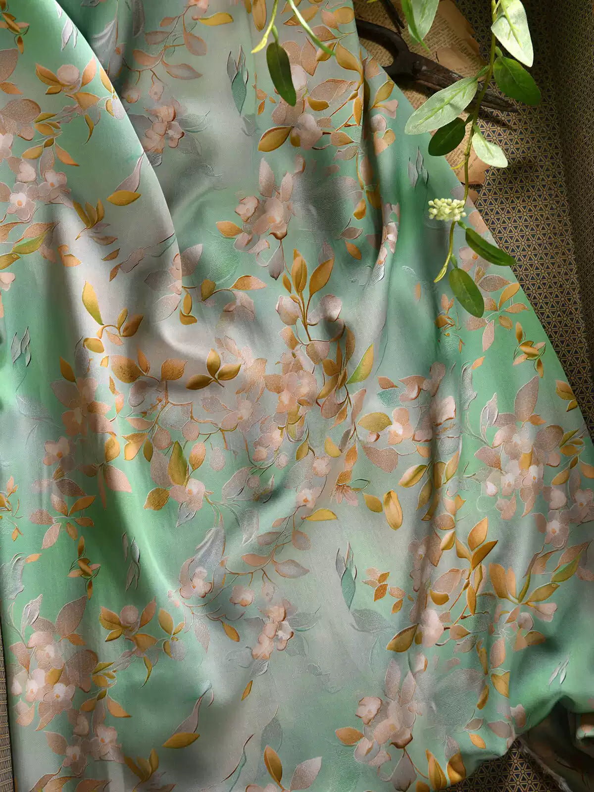 RYYUELIU - Hight 60 Count Rayon Satin Faux Silk Chinese Style Floral Cheongsam Dress Fabric - 145cm wide by the Yard