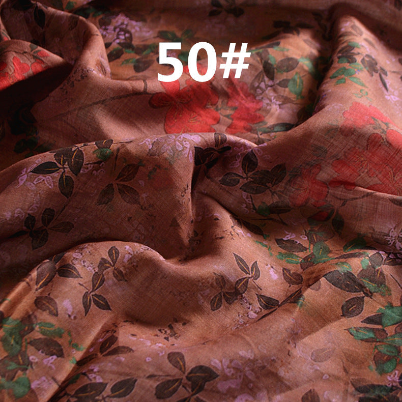 LRSBWL - Pastoral Style Floral Printed 42 Thread Count Ramie Fabric - 140cm wide by the Yard
