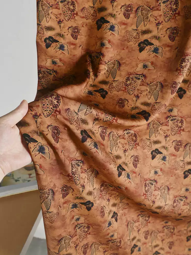 RYYUDIEE - Hight 60 Count Rayon Satin Faux Silk Chinese Style Floral Cheongsam Dress Fabric - 145cm wide by the Yard