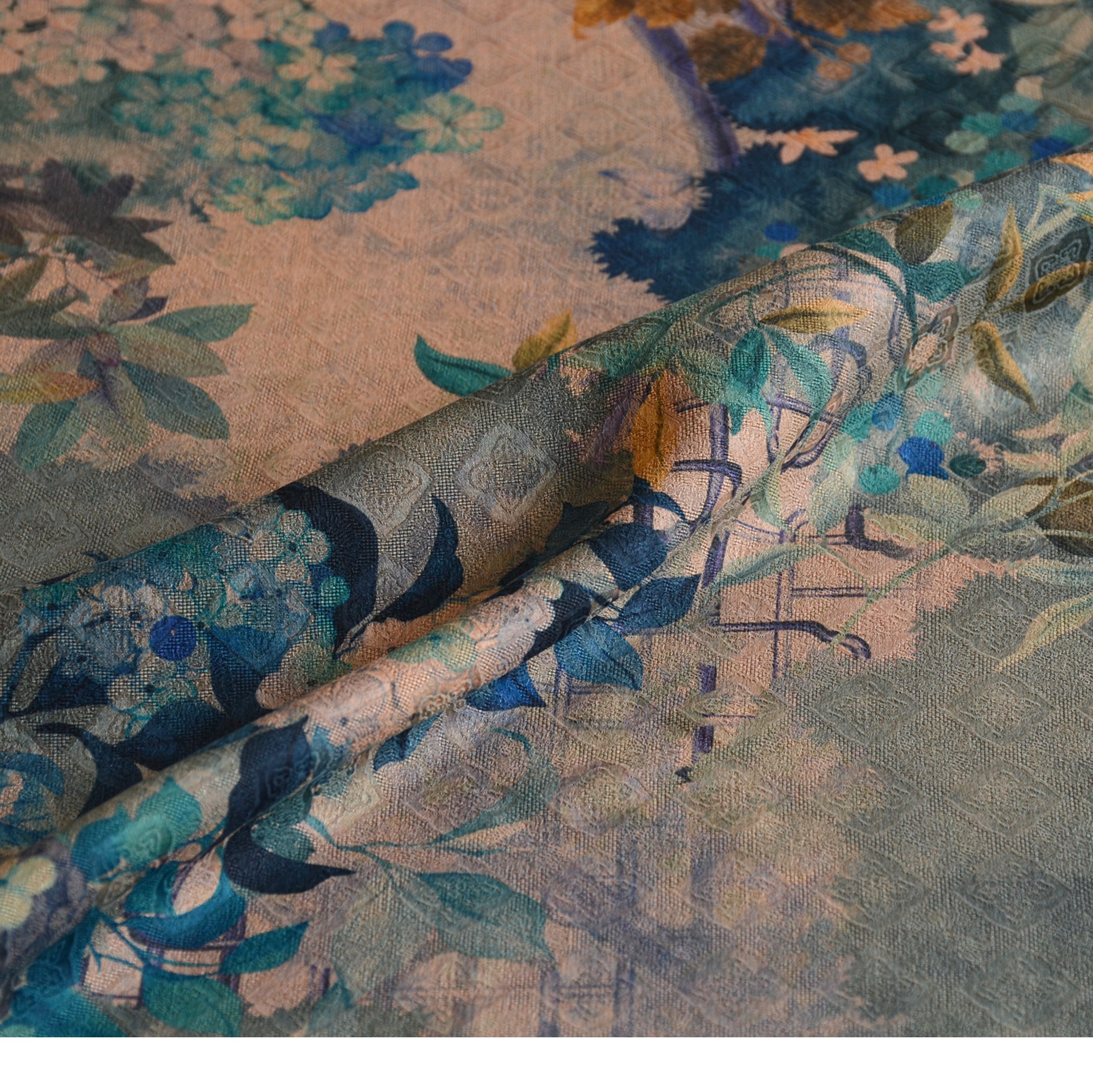 YPQUBA - Handmade 24 Momme HUALUO Jacquard Mud Silk Fabric (Openwork texture) - 110cm by the Yard