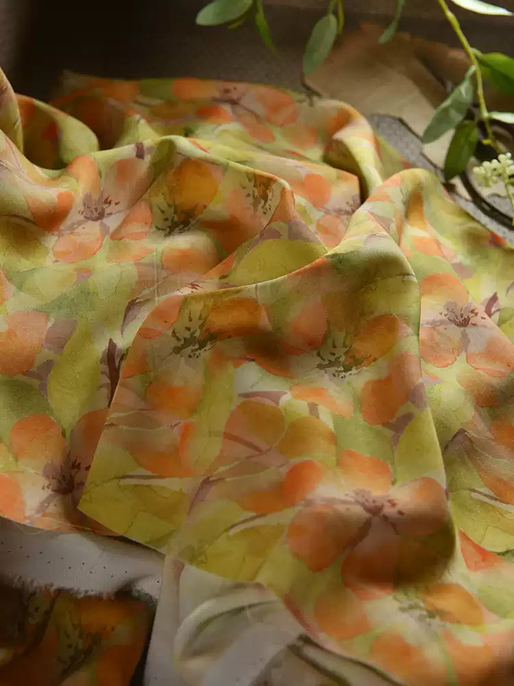 RYQIANCA- Hight 60 Count Rayon Satin Faux Silk Chinese Style Floral Cheongsam Dress Fabric - 145cm wide by the Yard