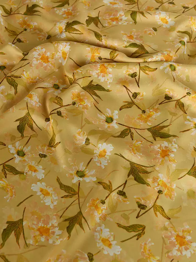 RYQIUWAN - Hight 60 Count Rayon Satin Faux Silk Chinese Style Floral Cheongsam Dress Fabric - 145cm wide by the Yard