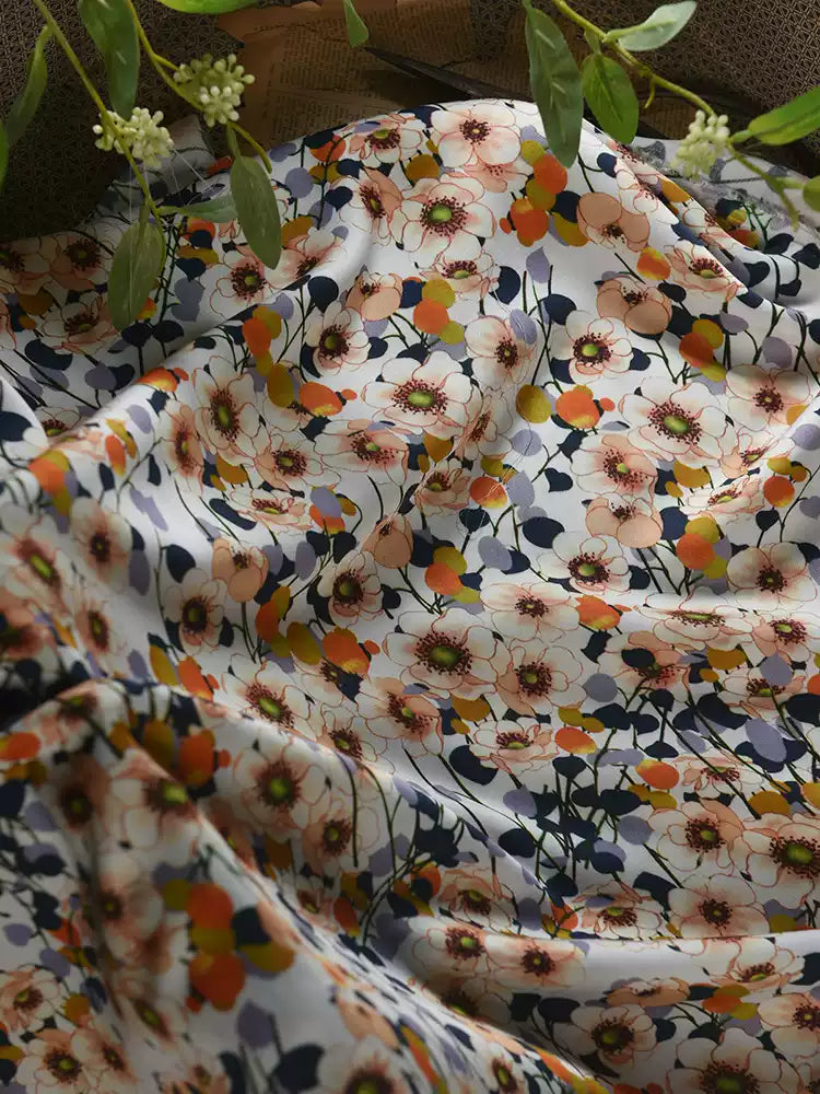 RYYANRAN - Hight 60 Count Rayon Satin Faux Silk Chinese Style Floral Cheongsam Dress Fabric - 145cm wide by the Yard