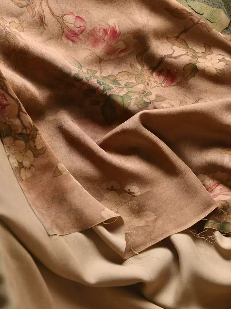 RYHONGFO - Hight 60 Count Rayon Satin Faux Silk Chinese Style Floral Cheongsam Dress Fabric - 145cm wide by the Yard