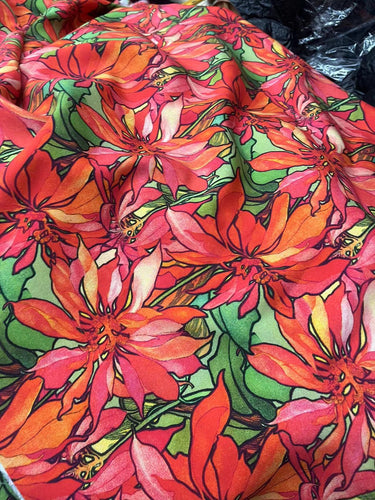 DDYDMD - 19 momme Floral Print Silk Crepe de Chine Fabric - 140cm wide by the Yard