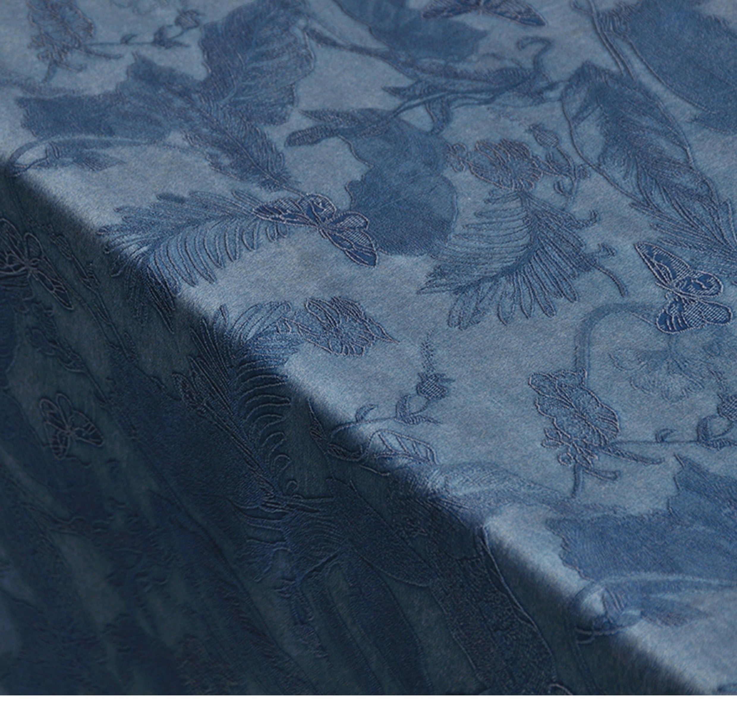 YPQLER - Handmade 40 Momme Gray-Blue Embossed Scrape-Dyed Heavy Satin Mud Silk Fabric - 110cm by the Yard