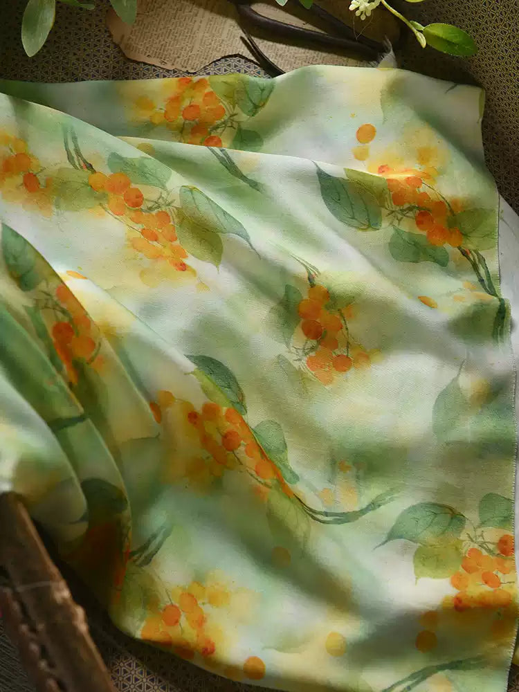 RYXIAMAN - Hight 60 Count Rayon Satin Faux Silk Chinese Style Floral Cheongsam Dress Fabric - 145cm wide by the Yard