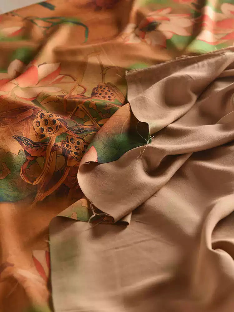 RYXIAHEE- Hight 60 Count Rayon Satin Faux Silk Chinese Style Floral Cheongsam Dress Fabric - 145cm wide by the Yard