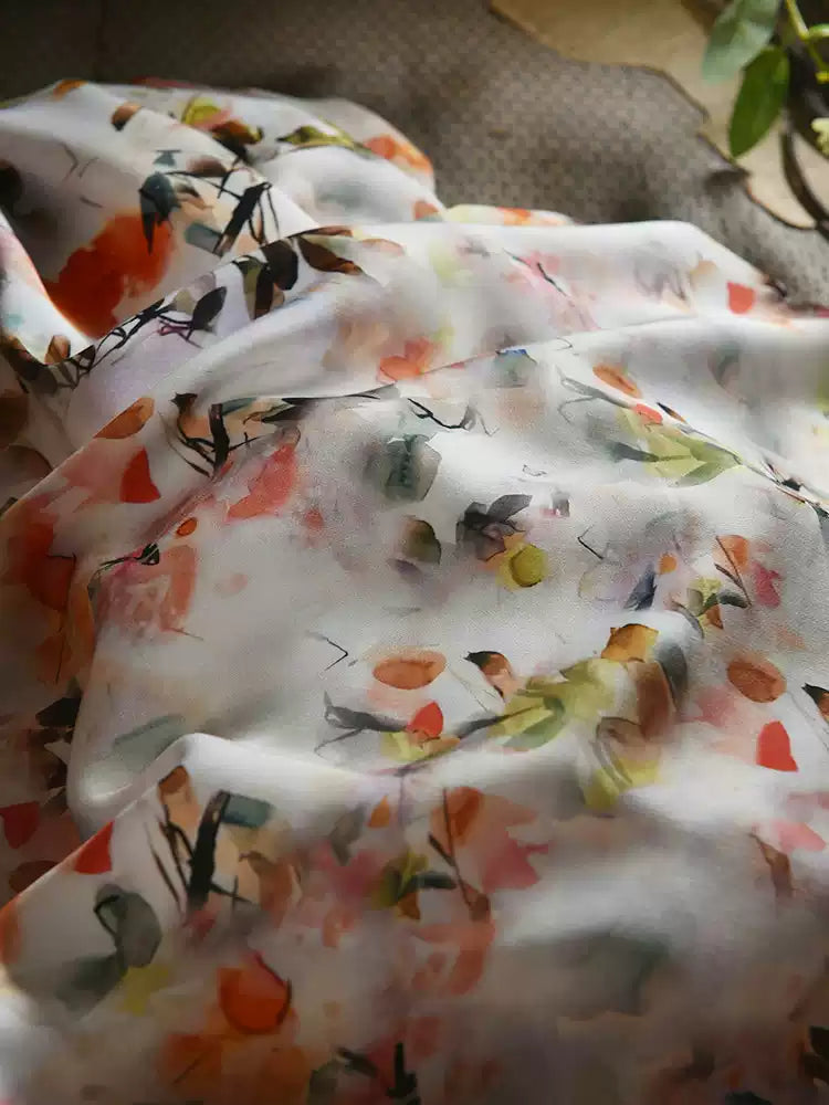 RYFENGGU - Hight 60 Count Rayon Satin Faux Silk Chinese Style Floral Cheongsam Dress Fabric - 145cm wide by the Yard