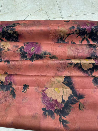 SXFENS - Handmade 25 Momme HUALUO Jacquard Hongyunsha Mud Silk Fabric (Openwork texture) - 114cm by the Yard