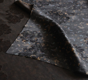 YPFWDH - Handmade 25 Momme HUALUO Jacquard Mud Silk Satin Fabric (Openwork texture) - 110cm by the Yard