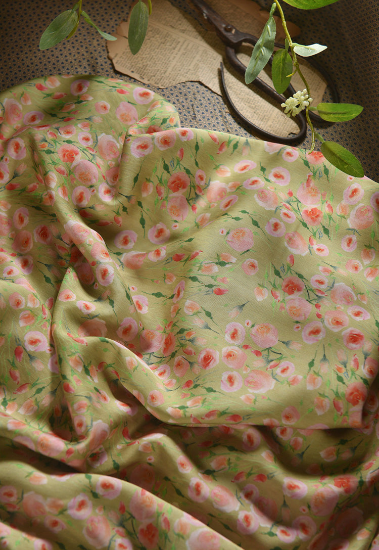 RYXIAFEI - Hight 60 Count Rayon Satin Faux Silk Chinese Style Floral Cheongsam Dress Fabric - 145cm wide by the Yard