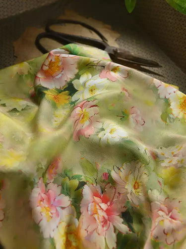 RYFANFUA - Hight 60 Count Rayon Satin Faux Silk Chinese Style Floral Cheongsam Dress Fabric - 145cm wide by the Yard