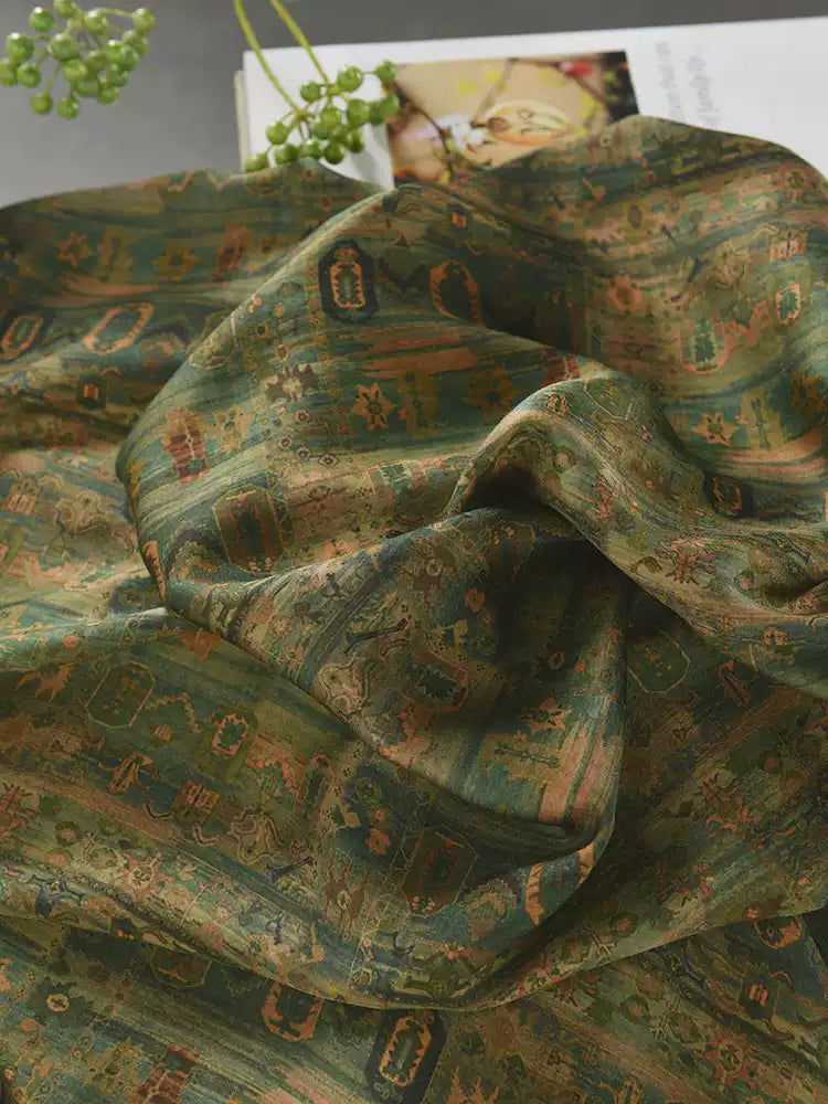 RYGULIUU - Hight 60 Count Rayon Satin Faux Silk Chinese Style Floral Cheongsam Dress Fabric - 145cm wide by the Yard