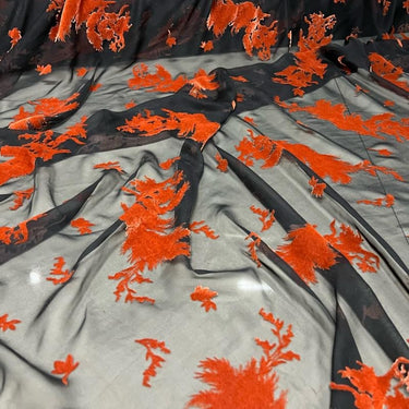 GAOMIH - Semi-sheer with a Draping Effect Sheer Burnout Silk Velvet Satin Fabric - 140cm wide by the Yard