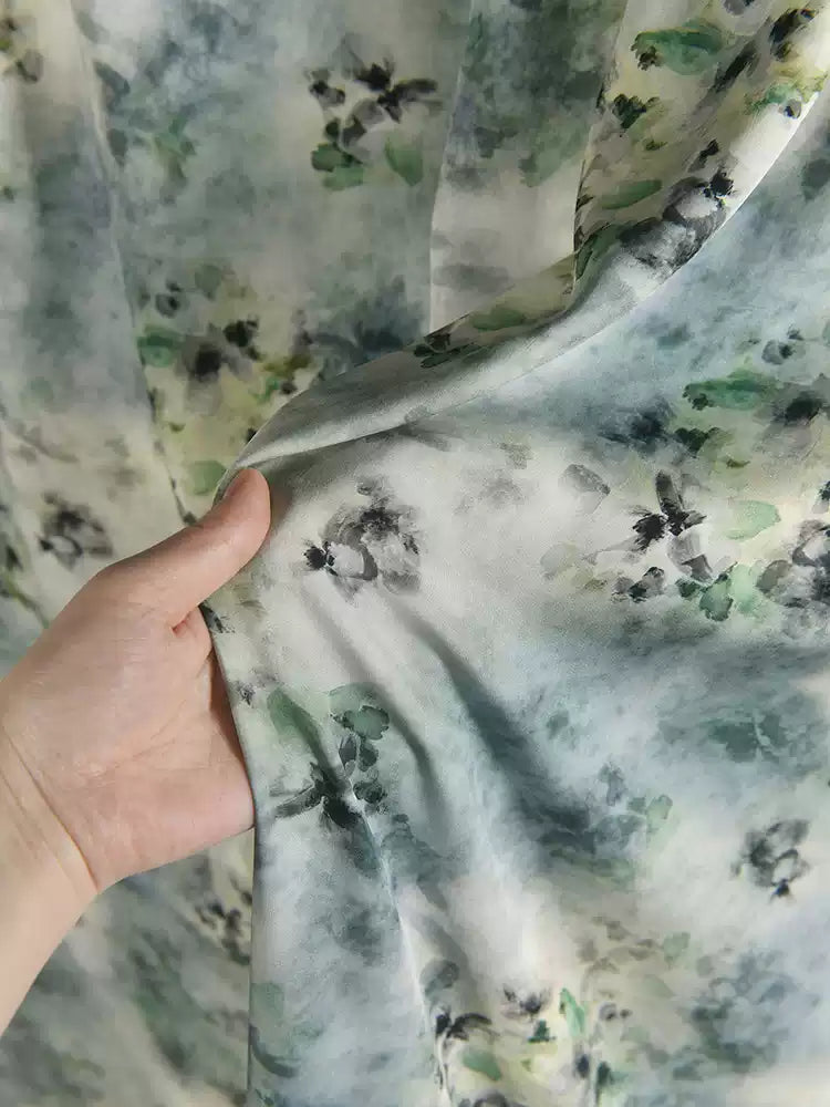 RYKONGYIN  - Hight 60 Count Rayon Satin Faux Silk Chinese Style Floral Cheongsam Dress Fabric - 145cm wide by the Yard