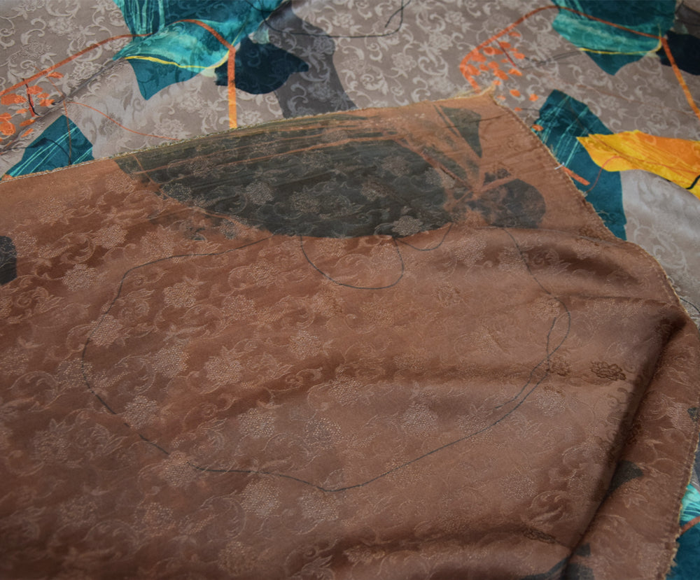 XLTSTH - Handmade 25 Momme HUALUO Jacquard Mud Silk Fabric (Openwork texture) - 112cm by the Yard