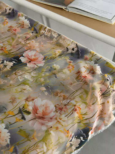 RYFENGHU - Hight 60 Count Rayon Satin Faux Silk Chinese Style Floral Cheongsam Dress Fabric - 145cm wide by the Yard