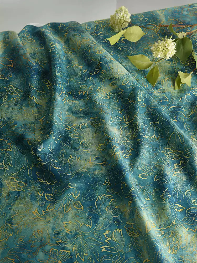 RYYOULAN - Hight 60 Count Rayon Satin Faux Silk Chinese Style Floral Cheongsam Dress Fabric - 145cm wide by the Yard