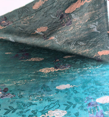 YPTTLG - Handmade 22 Momme HUALUO Jacquard Mud Silk Fabric (Openwork texture) - 110cm by the Yard