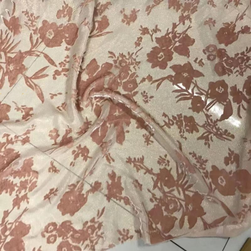 ZJINLP - New Soft and Comfortable Opaque Jacquard Silk Burnout Velvet Fabric - 135cm wide by the Yard