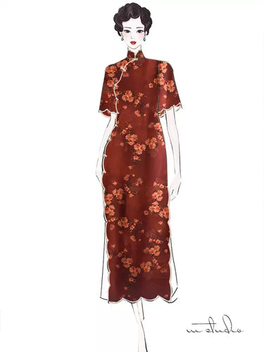 RYCUNJIN- Hight 60 Count Rayon Satin Faux Silk Chinese Style Floral Cheongsam Dress Fabric - 145cm wide by the Yard